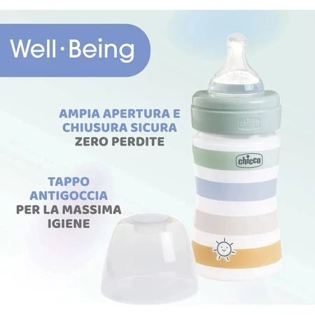 Chicco Well-Being - Biberón de flujo lento, 150 ml - Verde