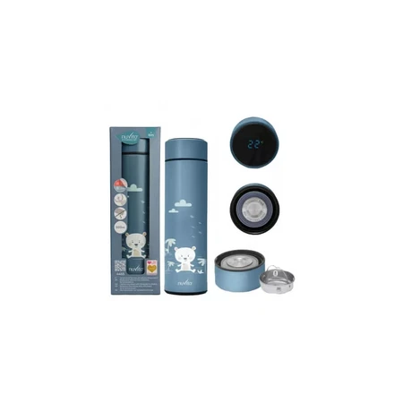 Nuvita Insulated Water Bottle with LED Thermometer, Powder Blue, 500 ml