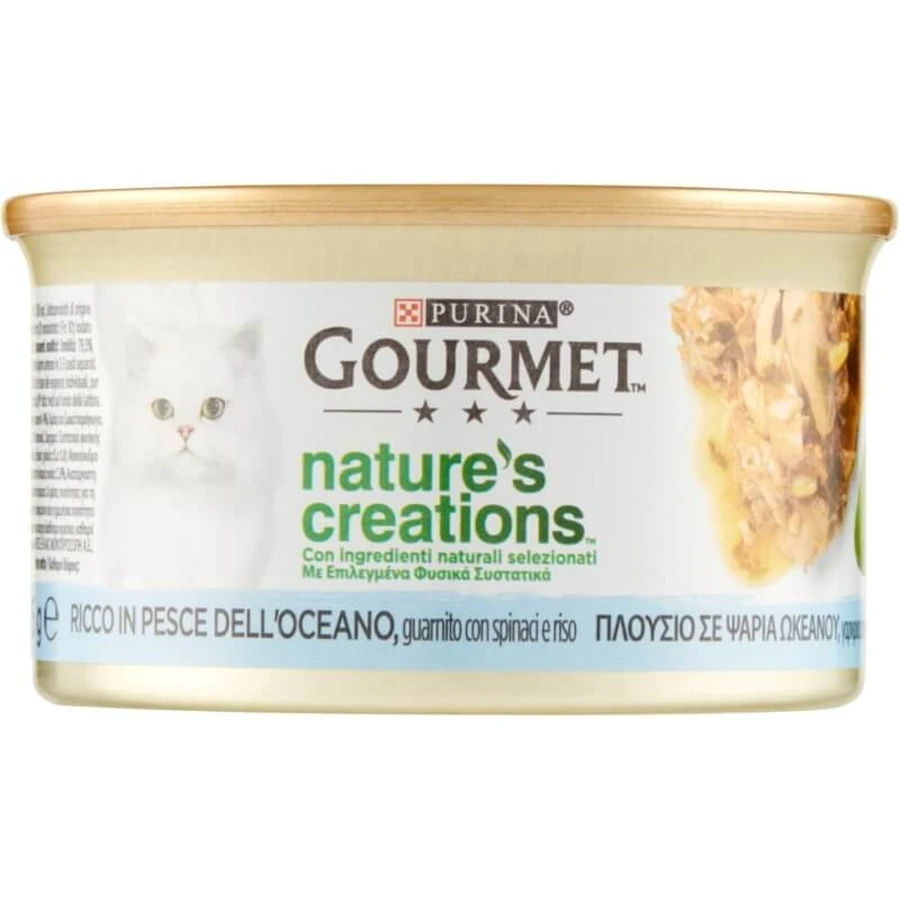 Purina gourmet nature’s creations pesce spinaci e riso - alimento completo per gatti adulti 85 gr