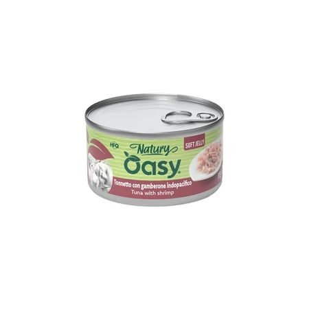 Oasy Wet Cat Natury Soft Jelly: atún con gambas - Alimento complementario para gatos adultos, 85 g