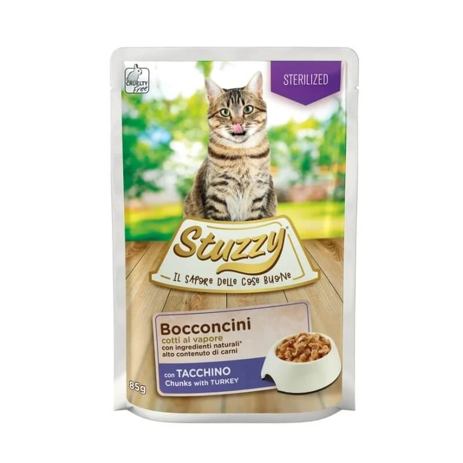Stuzzy Bocconcini Sterylizowany indyk – kompletna karma dla kotów po sterylizacji lub kastracji, 85 g: ceny i cechy
