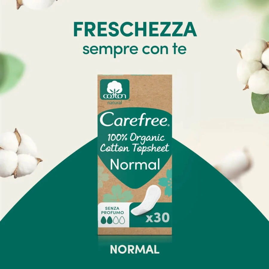 Carefree 100% organic – 30 de protecții zilnice din bumbac