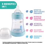 Chicco Perfect 5 - Biberon anti-colique à débit lent, 150 ml, bleu clair