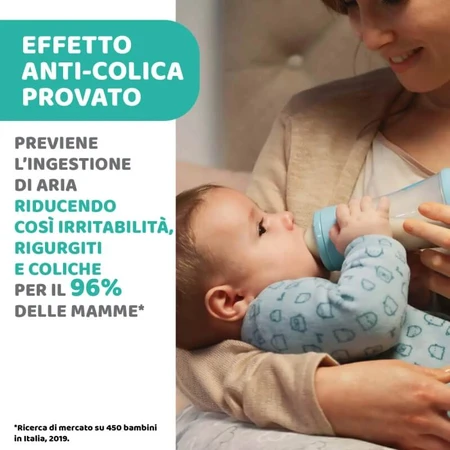 Chicco Perfect 5 - Biberon anti-colique à débit lent, 150 ml, bleu clair