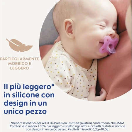 Mam Comfort 2-6 luni - 2 suzete din silicon - albastru deschis/neutru