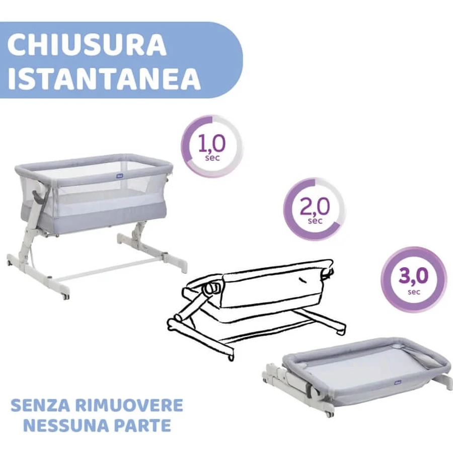 Chicco next2me popup – bijbedje in de kleur ‘grey mist’