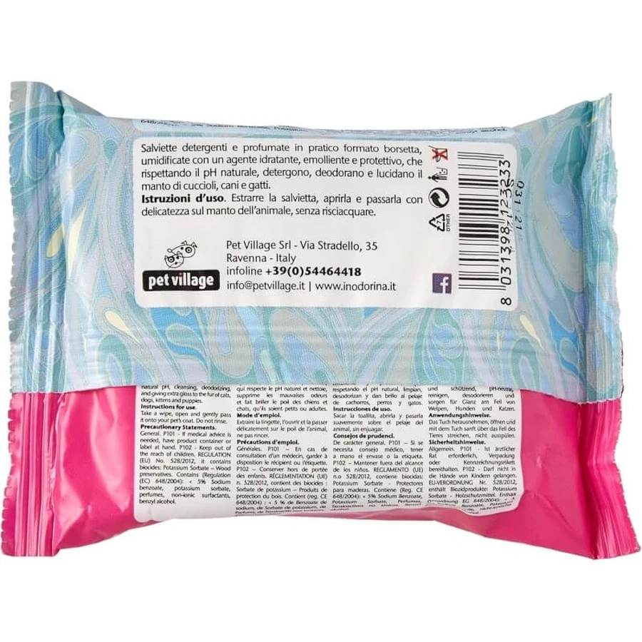 Inodorina Refresh Pocket - 15 reinigingsdoekjes voor puppy's, honden en katten