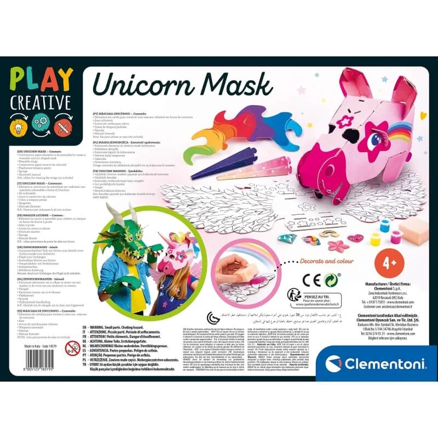 Máscara de unicornio «Play Creative» de Clementoni - Set de juego creativo