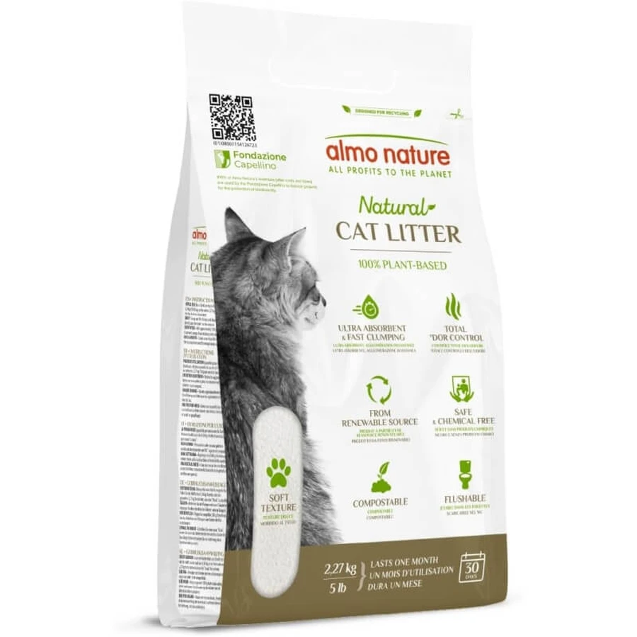 Almo Nature Natural Cat Litter - Plant-Based, Odor-Eliminating, Biodegradable, Dust-Free Cat Litter, 2.27 kg