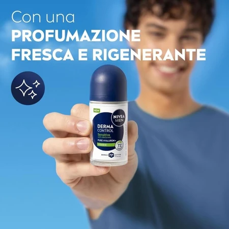Nivea Derma Control Sensitive – deodorant antiperspirant roll-on cu protecție de 72 de ore, fără alcool, 50 ml