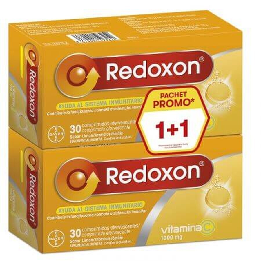 Redoxon Vitamin C 1000 mg mit Zitronengeschmack, 1+1, 30+30 Brausetabletten, Bayer