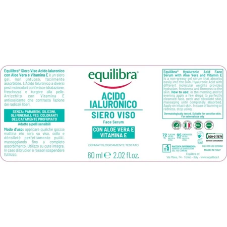 Equilibra gezichtsserum met hyaluronzuur 60 ml