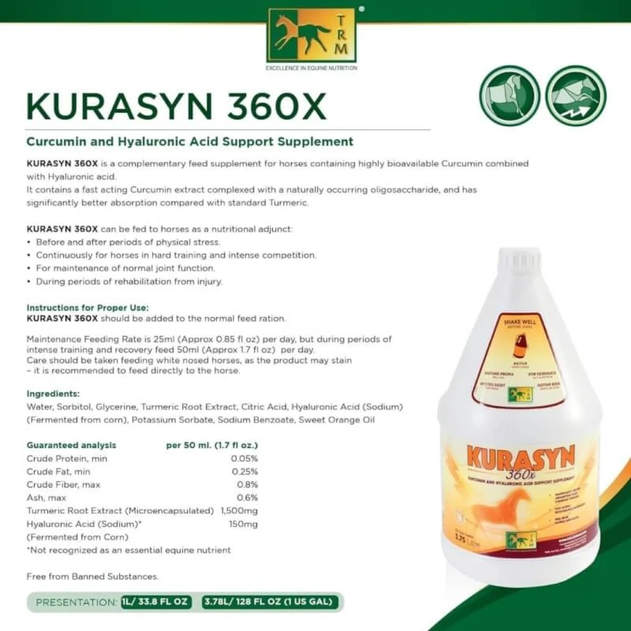 Trm Kurasyn 360x - aanvullend voer voor sportpaarden, 1 liter