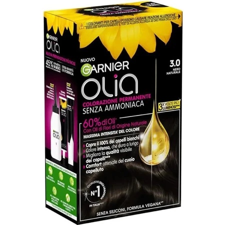 Garnier Olia – vopsea permanentă fără amoniac nr. 3.0 negru natural