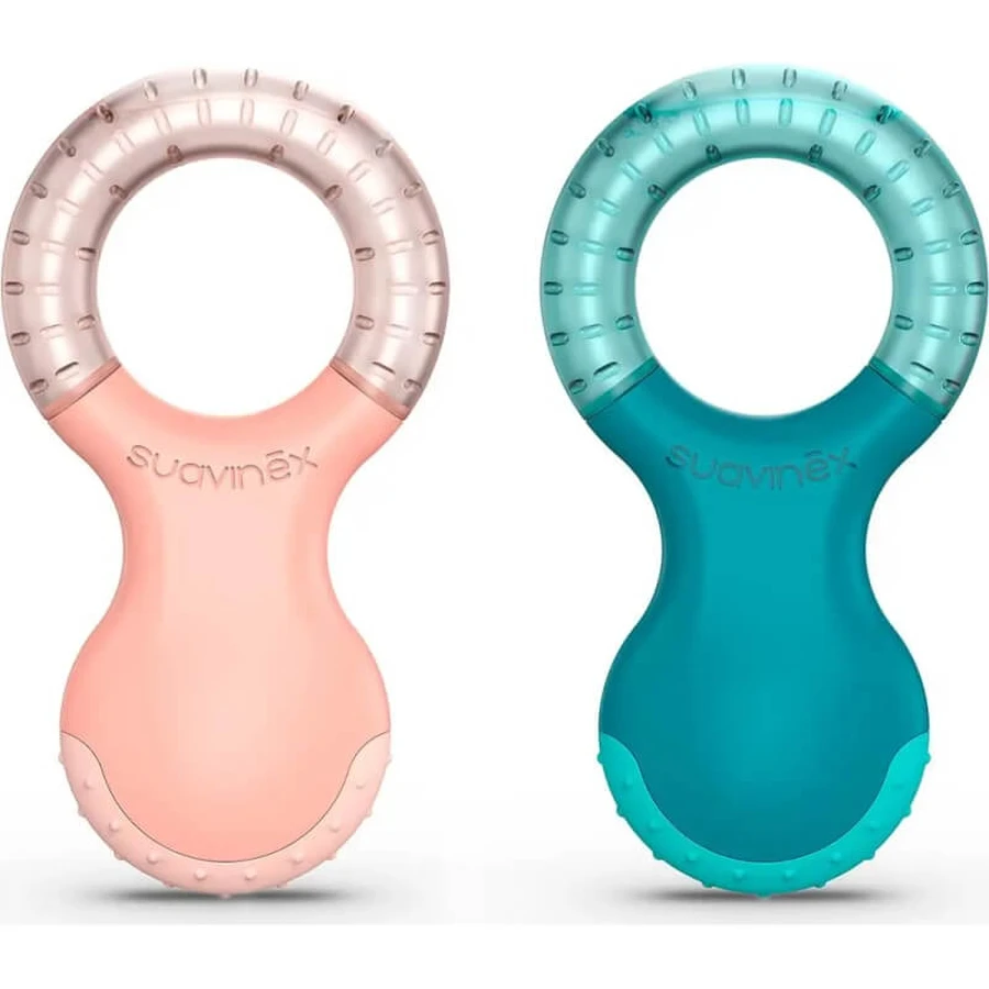 Suavinex inel de dentiție răcoritor – masaj pentru gingii, 4+ luni, roz