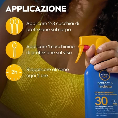 Protector solar Nivea SPF 30 «Sun Protect &amp; Hydrate Citracell Protect», en spray con pulverizador, 250 ml