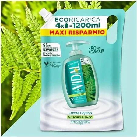 Vidal White Musk - Jabón líquido - Recambio de 1,2 litros