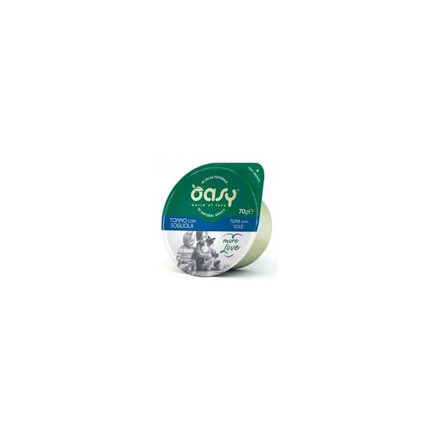 Oasy Wet Cat More Love Thunfisch mit Seezunge – Ergänzungsfuttermittel für ausgewachsene Katzen, 70 g