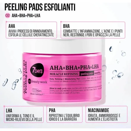 7days AHA + BHA + PHA + LHA Miracle Refining Pads - 50 exfoliating pads