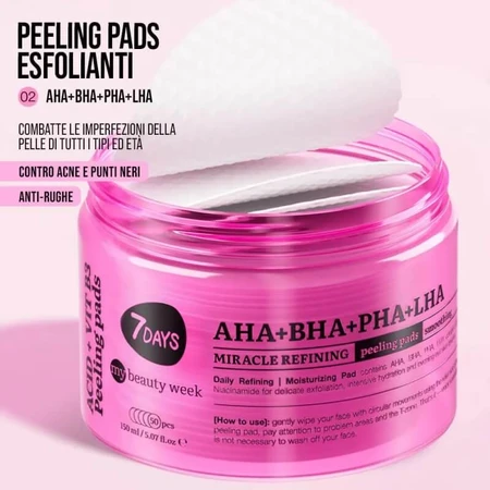 7days AHA + BHA + PHA + LHA Miracle Refining Pads - 50 exfoliating pads