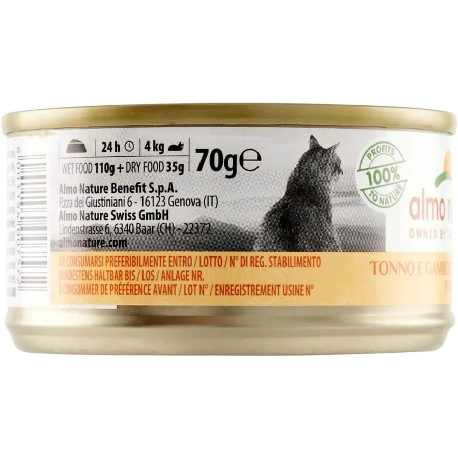 Almo Nature HFC Natural ton și creveți – hrană umedă pentru pisici adulte, 70 g