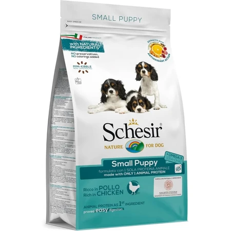 Schesir Small Puppy Chicken - Compleet voer voor puppy's van kleine rassen, 800 g