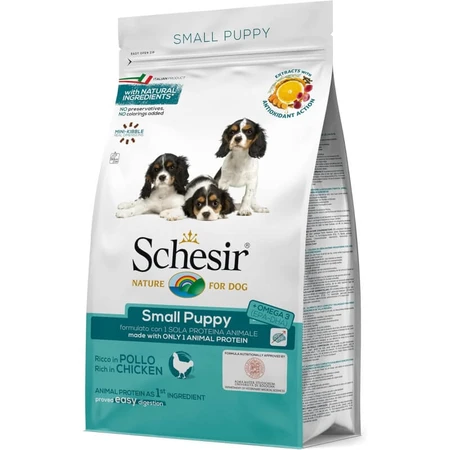 Schesir Small Puppy Chicken - Compleet voer voor puppy's van kleine rassen, 800 g