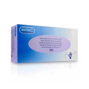 Alvita - 100 de mănuși din vinil fără praf, mărimea M