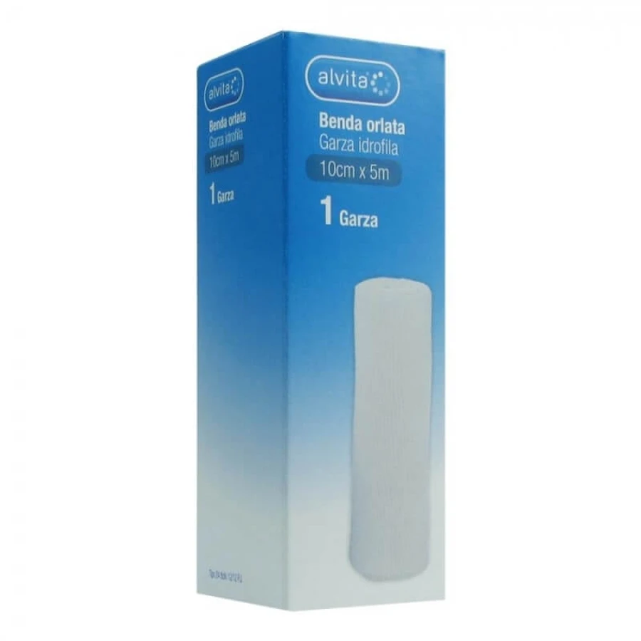 Alvita – hydrophiler Mullverband mit eingefassten Enden, 10 x 500 cm
