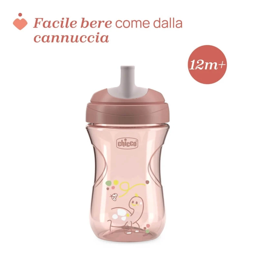 Chicco Advanced Cup, 266 ml Drip-Proof Plastic Cup with Straw