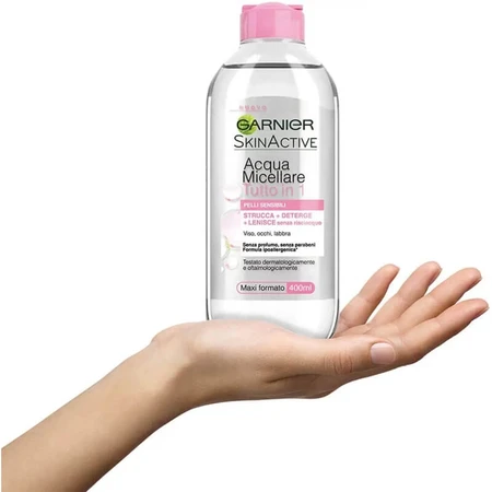 Eau micellaire nettoyante pour le visage Garnier pour peaux sensibles, 400 ml