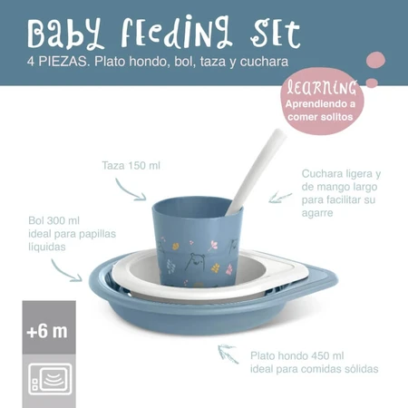 Set de sevrage Suavinex pour bébé - Assiette plate + bol + tasse + cuillère - Pistache