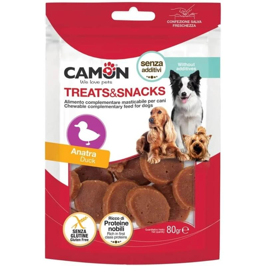 Camon Treats &amp; snacks cu rață – hrană complementară pentru câini adulți, 80 g