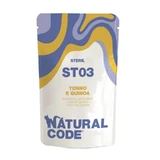 Natural Code St03 Atún y quinoa - Alimento complementario para gatos adultos esterilizados, 70 g