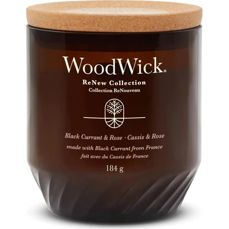 Woodwick Coacăze negre și trandafir – lumânare parfumată medie, 181 g