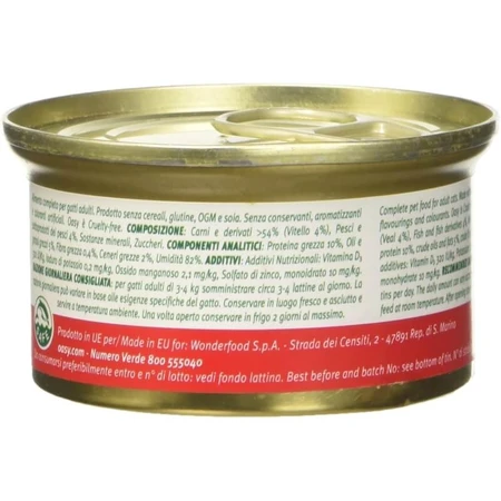 Oasy Gustosa mousse cu carne de vițel – hrană completă pentru pisici adulte, 85 g