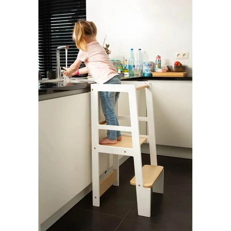 Chaise haute avec tour d'apprentissage en bois Childhome