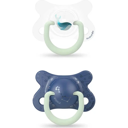 Suavinex Night &amp; Day Whale - 2 Silicone Pacifiers for Babies Aged 4–18 Months