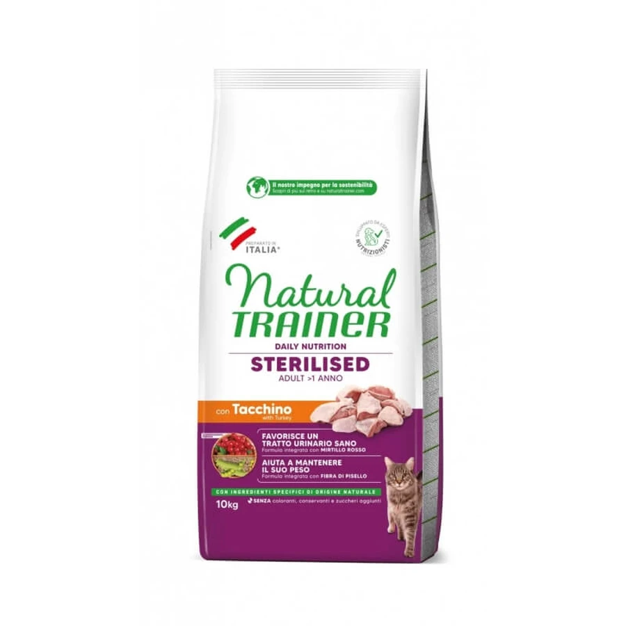 Natural Trainer Daily Nutrition Pavo - Alimento completo para gatos adultos castrados, 10 kg