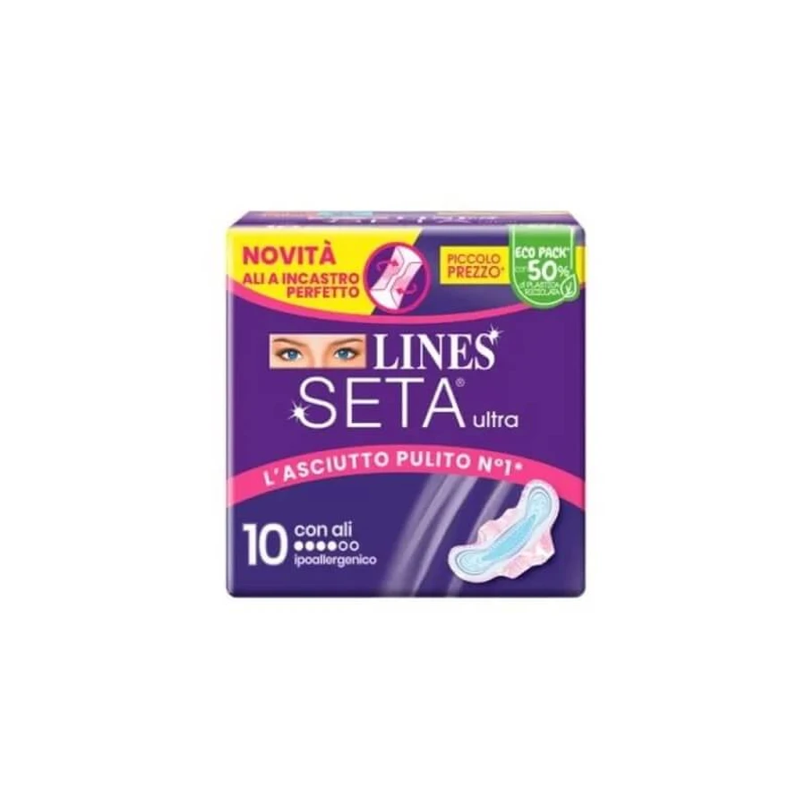 Lines Ultra Silk - 10 compresas con alas para flujo normal