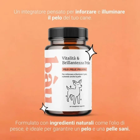 Bau Cosmetics: Witalność i połysk sierści, 90 tabletek – suplement diety dla psów wspomagający kondycję sierści: ceny i cechy