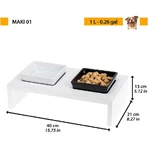 Ferplast Maki 01 - Verhoogde houten voerbakhouder met 2 keramische voerbakken voor honden en katten