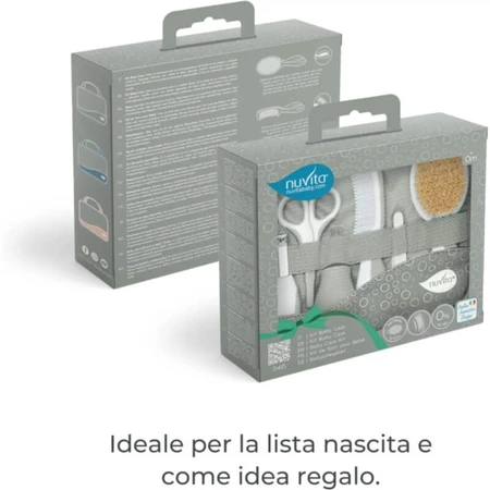 Coffret de soins d'hygiène et de beauté pour nouveau-nés Nuvita - 9 accessoires avec pochette, dès la naissance, vert