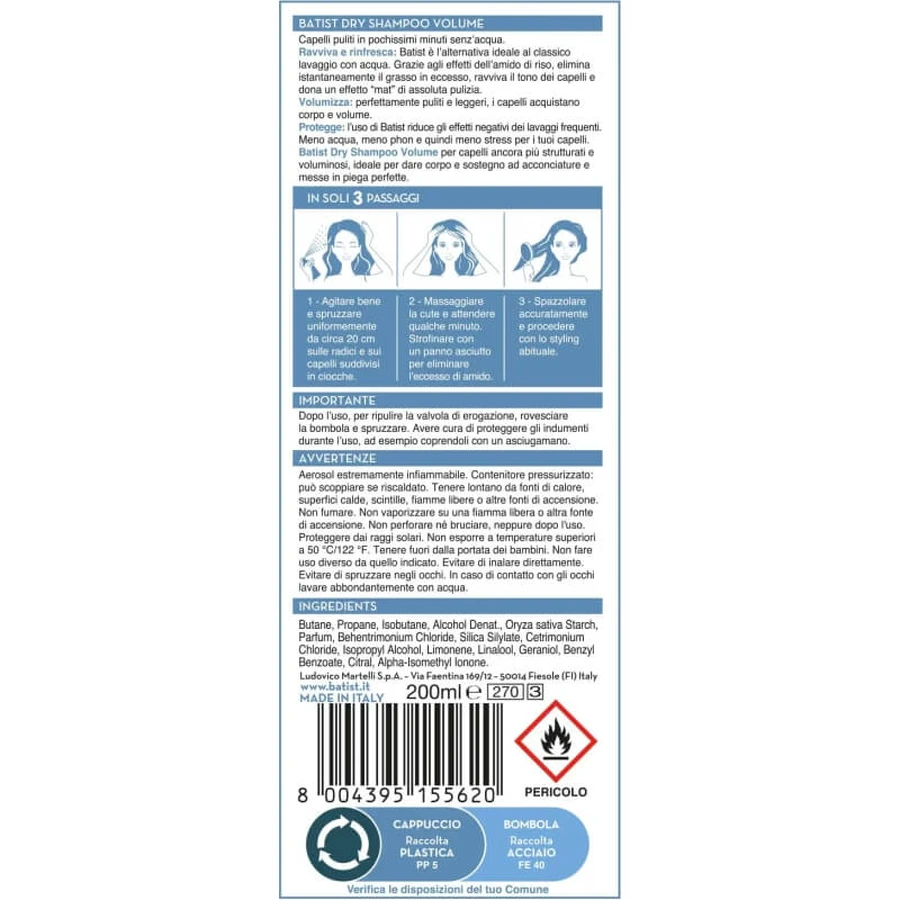 Batist Trockenshampoo – Volumenspendendes Trockenshampoo 200 ml