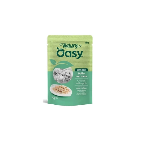 Oasy Wet Cat Natury Soft Jelly Huhn mit Apfel – Ergänzungsfuttermittel für ausgewachsene Katzen, 70 g