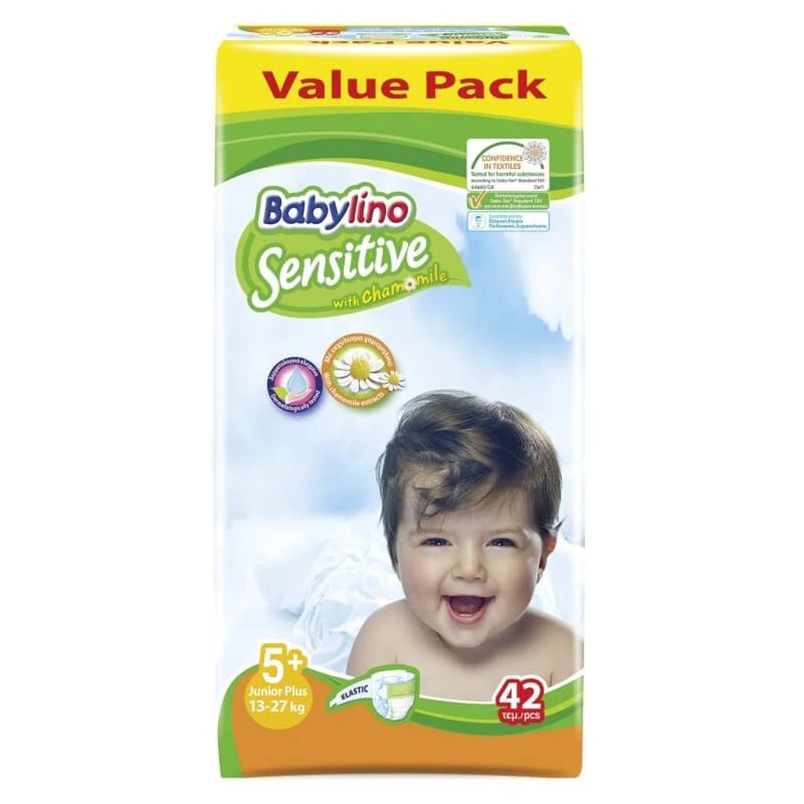 Babylino Sensitive – 42 pieluchy, rozmiar 5+ Junior Plus (12–17 kg): ceny i cechy