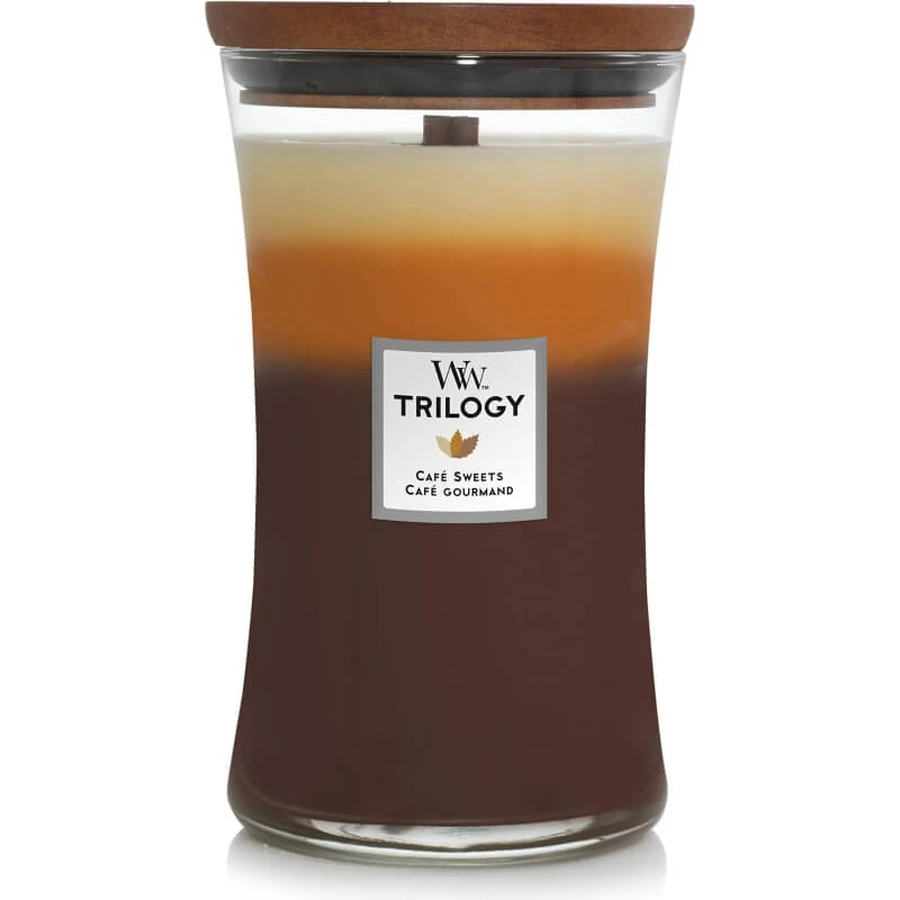 Woodwick Trilogy - Café Sweets - Grande bougie parfumée, 609 g