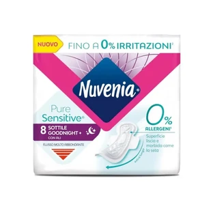 Nuvenia Pure Sensitive Goodnight+ - 8 compresas nocturnas con alas