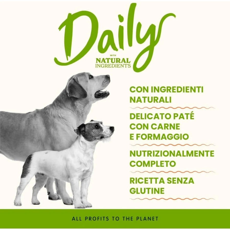 Almo Nature Daily Menu Poulet, jambon et fromage - Aliment humide complet pour chiens adultes, 100 g