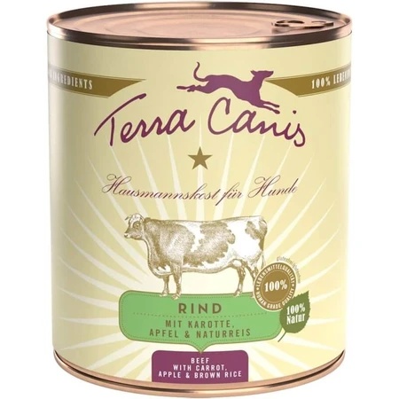 Terra Canis Classic Beef – Alleinfuttermittel in Form von Nassfutter für ausgewachsene Hunde mit normalem Gewicht, 800 g